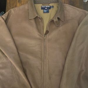 Polo Sport Vintage Leather Jacket XL 28”x28” Brown Faded Beat Up Stains SOFT